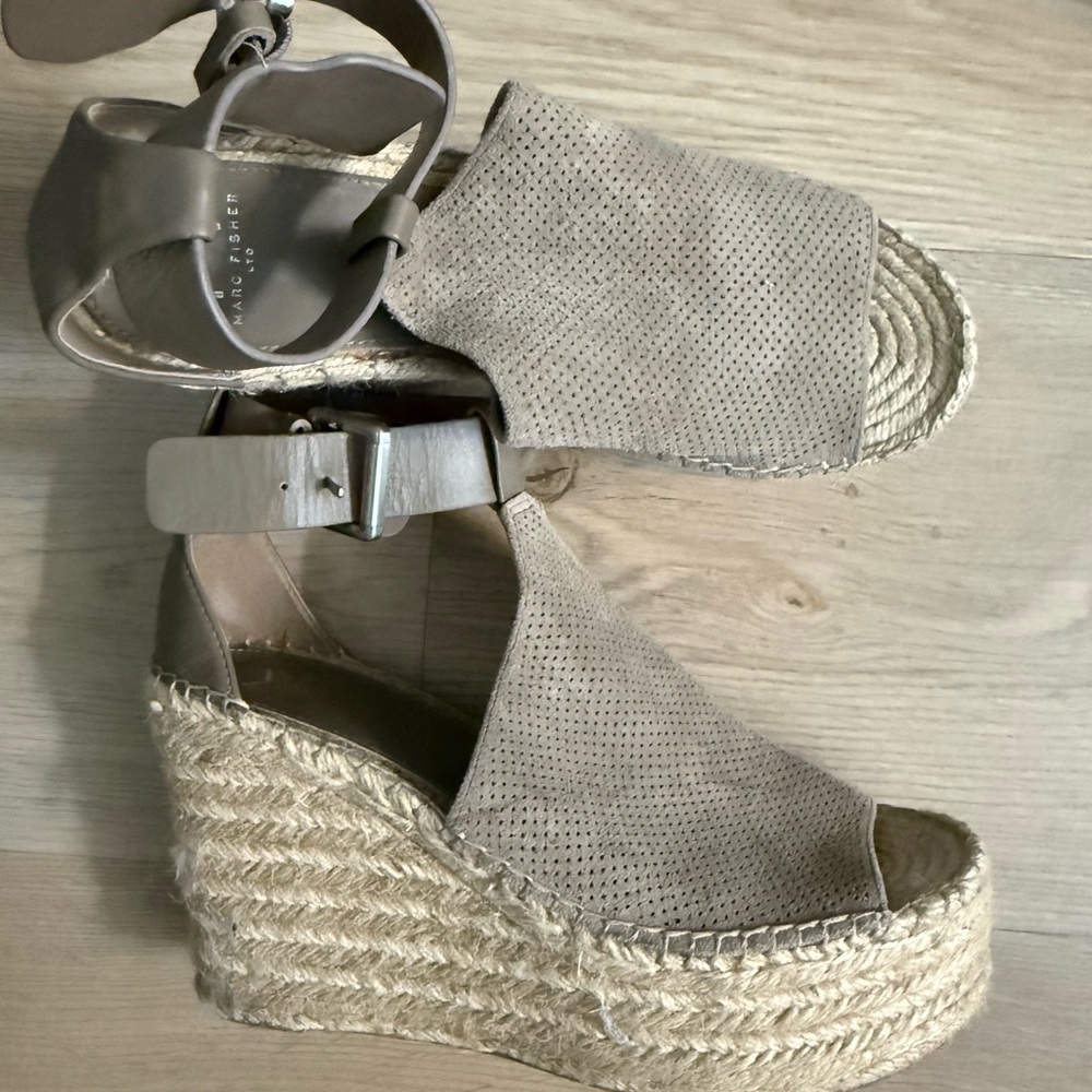 Marc Fisher Taupe Espadrille Wedges